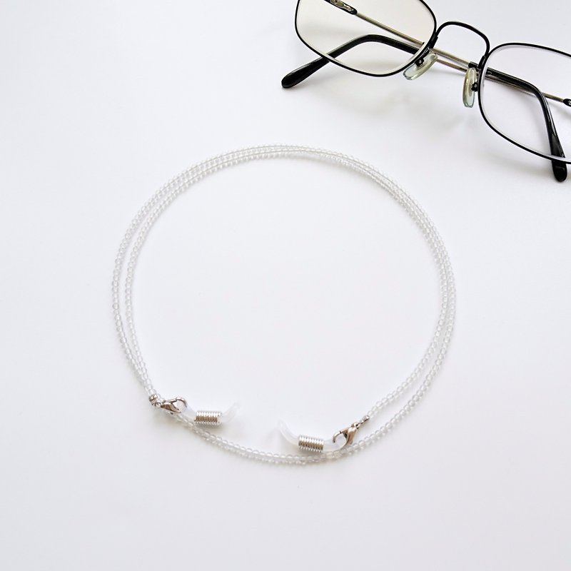 Clear Quartz Crystal Beaded Eyeglasses Holder Chain - Gift for Mom & Dad - สร้อยคอ - คริสตัล ขาว