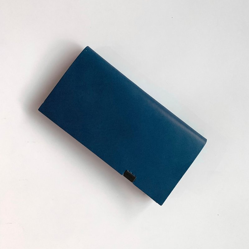 Handmade in Japan-Shosa Vegetable Tanned Leather Long Clip-Simple Basic/Navy Blue - กระเป๋าสตางค์ - หนังแท้ สีน้ำเงิน