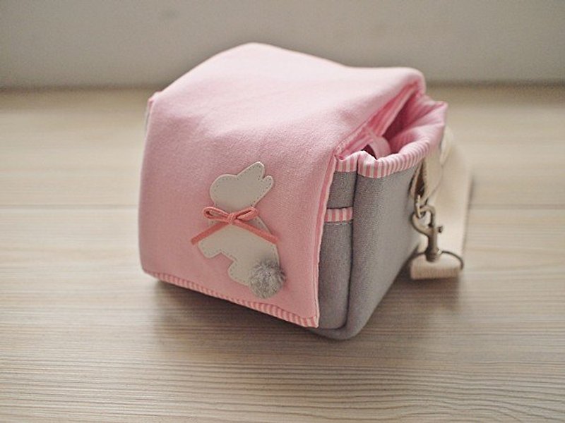 hairmo. Grass rabbit camera bag (pink) No zipper back money - can be installed EP.GF.NEX - กระเป๋ากล้อง - ผ้าฝ้าย/ผ้าลินิน สึชมพู