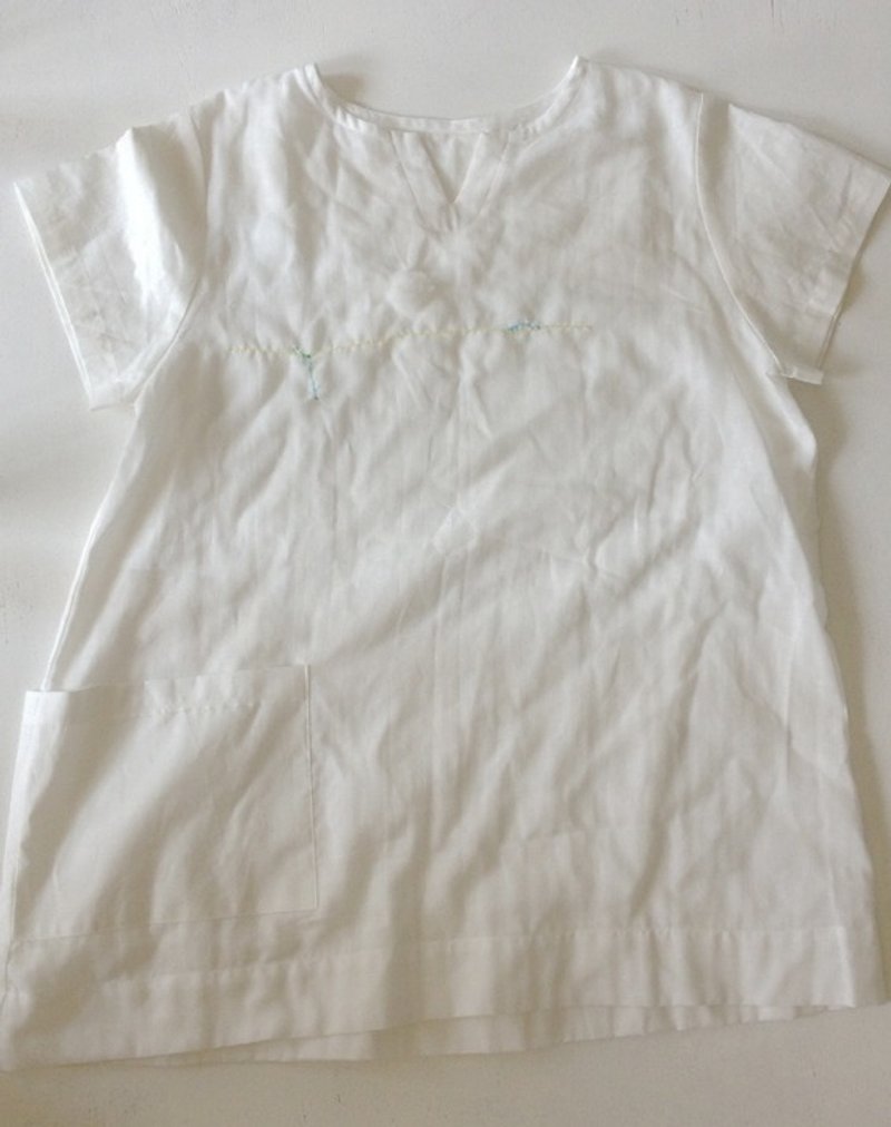 綿の半袖シャツ～雲海の中～ - トップス - コットン・麻 ホワイト