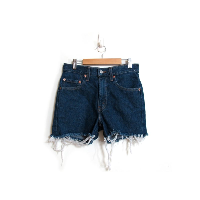 [Eggs] LEVI'S plant vintage vintage high waist denim shorts - กางเกงขายาว - ผ้าฝ้าย/ผ้าลินิน สีน้ำเงิน