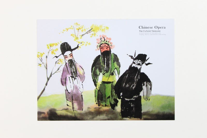 Ink Peking Opera Postcard---Taoyuan Three Knots - การ์ด/โปสการ์ด - กระดาษ ขาว