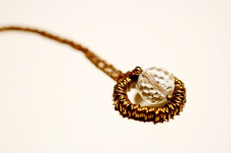 情人節禮物 ♥ { moimoi } 水晶圈圈手工項鍊 天然石/黃銅 - Necklaces - Gemstone Gold