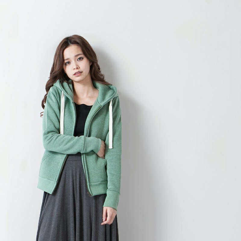 SUMI△大絨刷毛鋪棉保暖連帽外套▽3AF200_嫩芽綠 - 帽T/大學T - 其他材質 綠色
