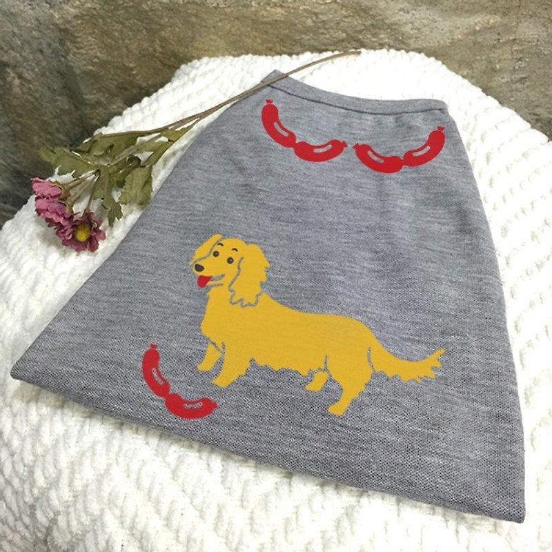 犬の反射服 - ソーセージ犬、カスタマイズされたデザイン - 洋服・帽子 - コットン・麻 グレー