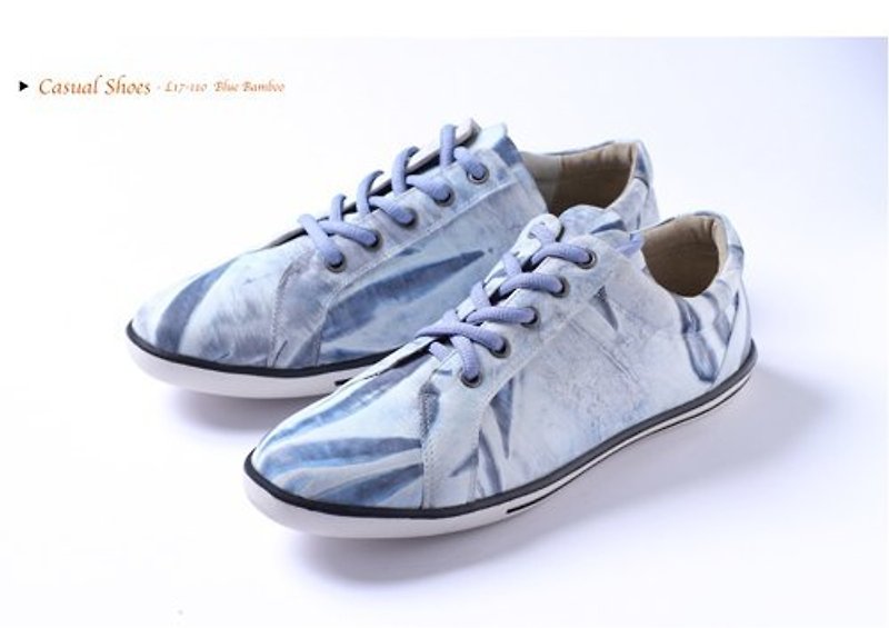特殊竹藍帆布鞋(目前現有尺碼為38#) - รองเท้าลำลองผู้หญิง - หนังแท้ สีน้ำเงิน