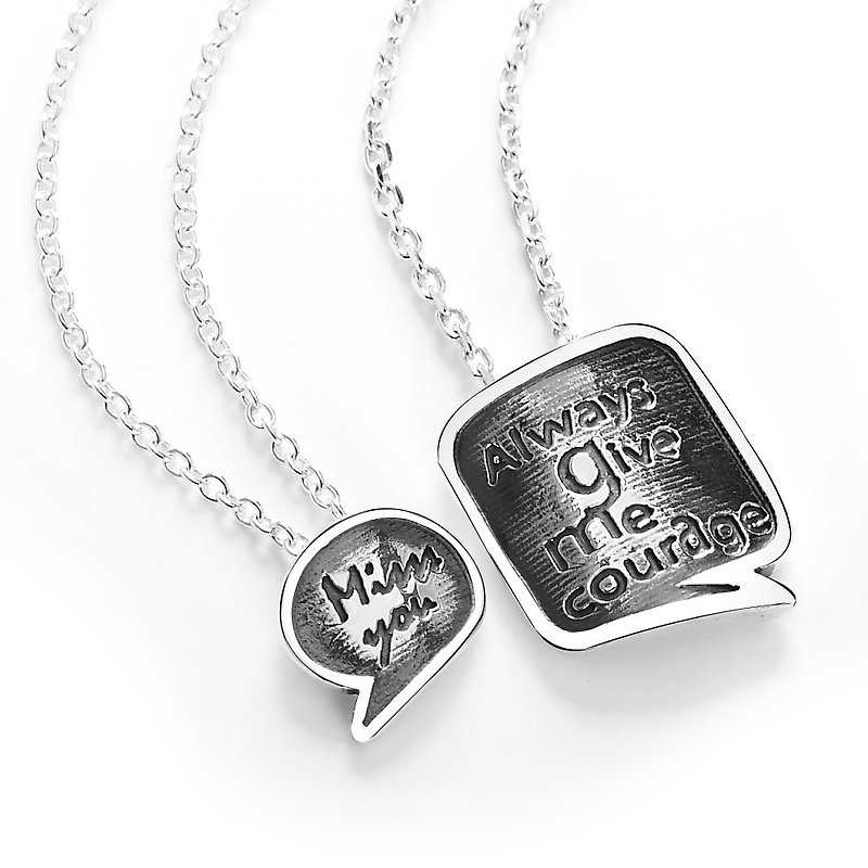 Lovers on Chain - Love message Lovers on 925 Silver Pair Valentine's Day -ART64 - สร้อยคอ - เงินแท้ สีเงิน