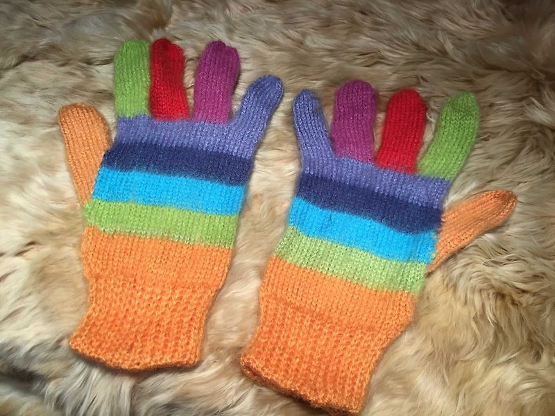Five Fingers Happy Rainbow Powder-Orange - Gloves & Mittens - Other Materials Orange