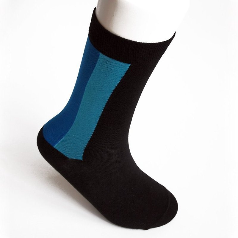 SOCK IT UP台灣製造200針緹花圖案中筒紳士襪‧黑底藍漸層 - 西裝襪/紳士襪 - 其他材質 藍色