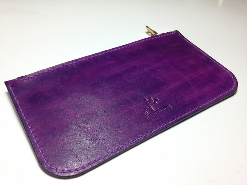 Lightweight clutch bag hand dyeing - Clutch Bags - Genuine Leather Purple