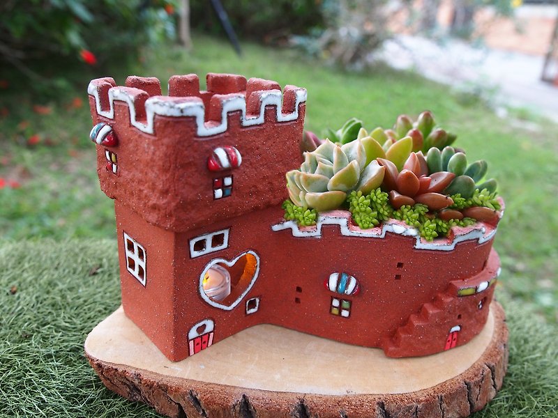 [Garden Castle Light Garden] Pottery Handmade-King's Garden Castle / Rock Red / No Plants - Plants - Pottery Red