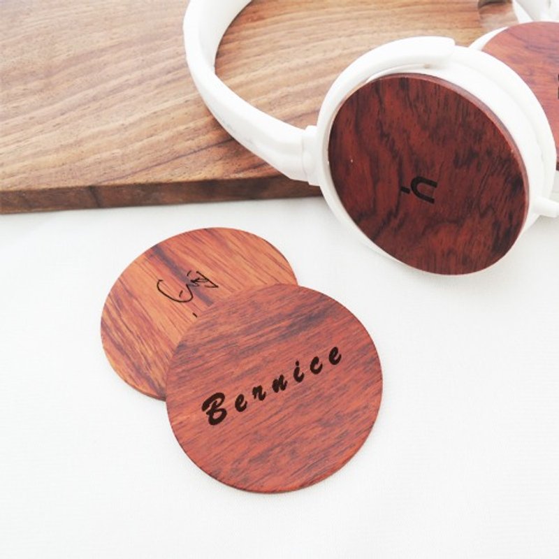說好再見│hoomia好禮盒│【U3 wood Me】  客製刻字．原木紅花梨．經典．折疊式耳罩耳機(白)(2組合購價) - 其他 - 木頭 