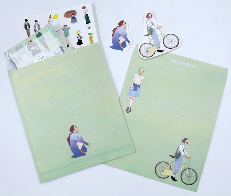 甜蜜生活 女孩包裝紙袋/信封 貳號款（4入） - 信封/信紙 - 紙 綠色