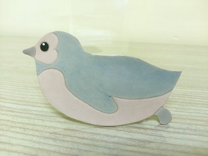 [Family] animal penguin Ruby. Handmade leather hairpin / spring / Mawei folder - เครื่องประดับผม - หนังแท้ สีน้ำเงิน