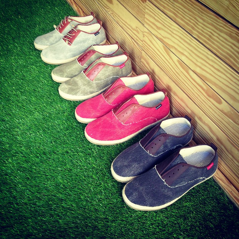 【Dogyball】JB3- LOOK草編 輕鬆休閒懶人帆布鞋 樂活系列 紅色 米色 - 男休閒鞋 - 其他材質 紅色
