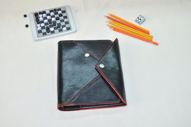 X-Life Series: Black Crazy Horse Leather 6-hole A5 Loose-leaf Notebook - Notebooks & Journals - Genuine Leather Black
