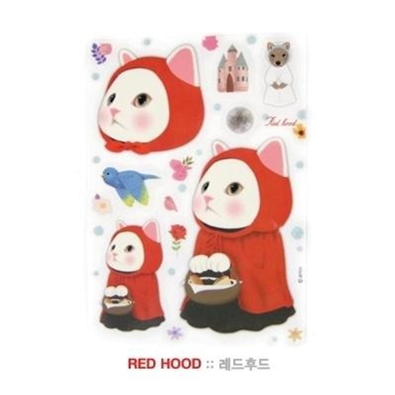 Jetoy, 甜蜜貓 裝飾 貼紙_Red hood (J1508102) - 貼紙 - 紙 多色