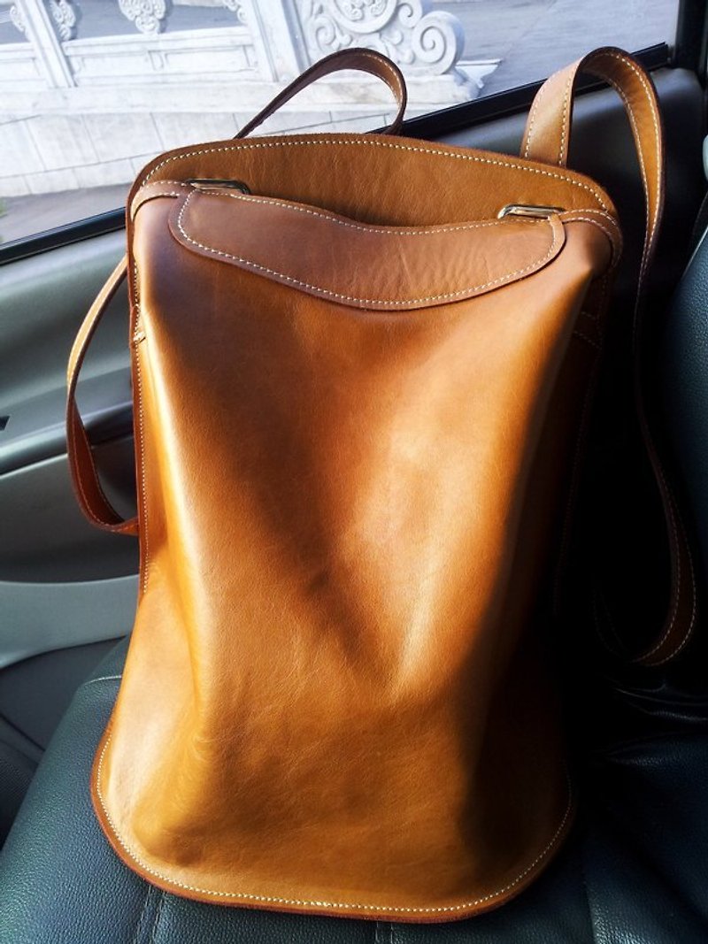 Full cowhide back pack - Messenger Bags & Sling Bags - Genuine Leather Orange