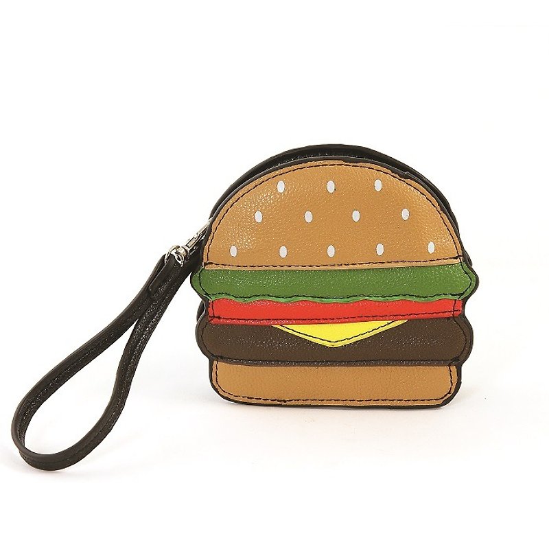 Sleepyville Critters-Hamburger Zippered Coin Purse - Clutch Bags - Faux Leather Orange