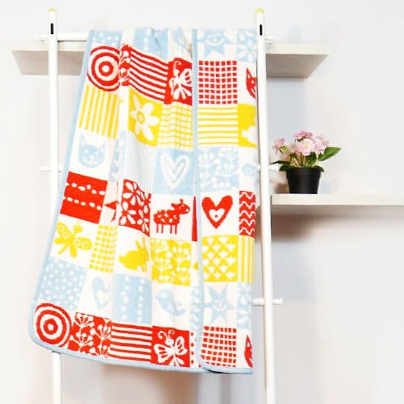 [Warm Quilt] Swedish Klippan Organic Cotton Blanket-Nordic Collage - ผ้าห่ม - ผ้าฝ้าย/ผ้าลินิน สีน้ำเงิน