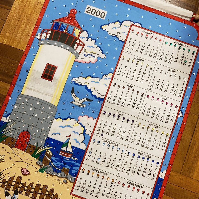 2000 American Early Canvas Calendar Lighthouse - ตกแต่งผนัง - วัสดุอื่นๆ หลากหลายสี