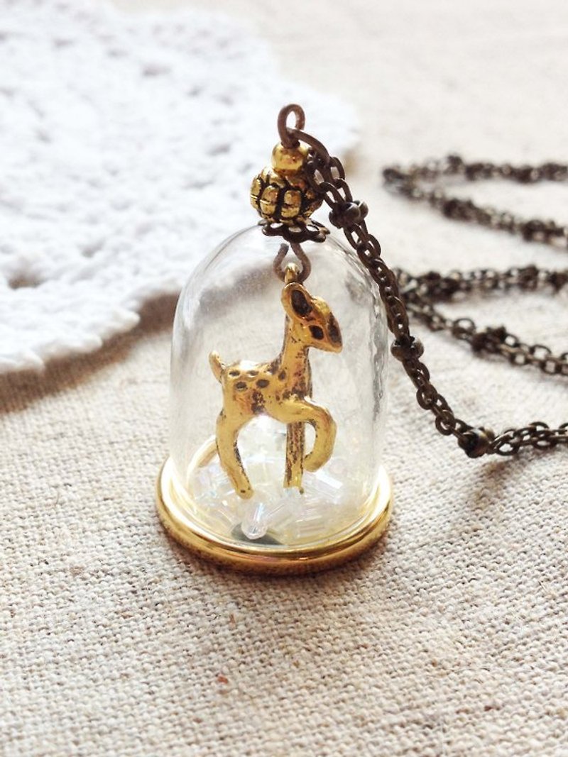 imykaka ★ ~ ☆ romantic deer crystal necklace - Necklaces - Glass Gold