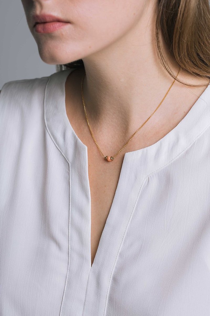 ::I Love Myself:: 14K Gold Coral Necklace Love Myself - Collar Necklaces - Gemstone Orange
