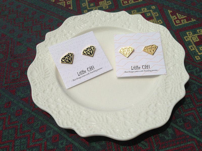 Handmade geometric diamond earrings - Earrings & Clip-ons - Other Metals Black