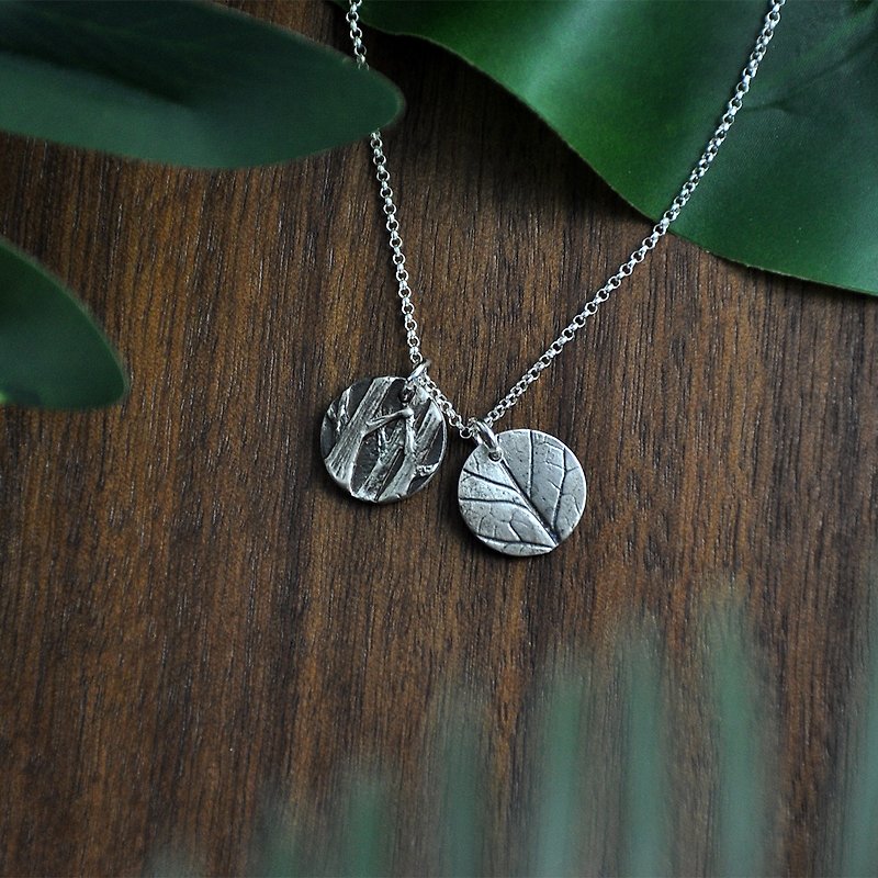 Natural leaf veins and woods 925 Silver - สร้อยคอ - เงิน สีเงิน