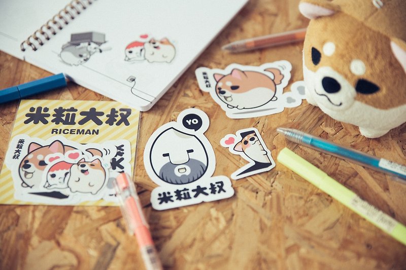 Shiba dog Awa plush charm & sticker pack - ตุ๊กตา - วัสดุอื่นๆ หลากหลายสี