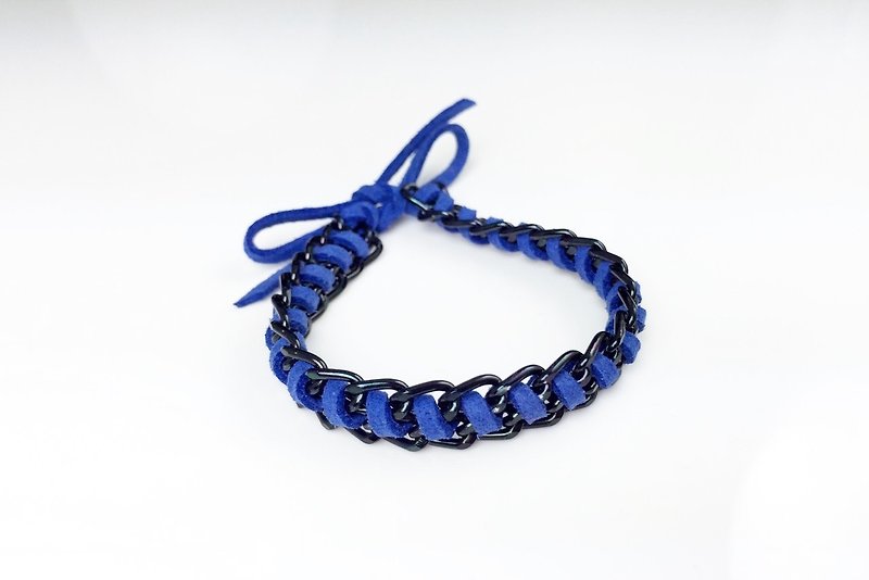 Suede rope blue x black color chain - Bracelets - Genuine Leather Blue
