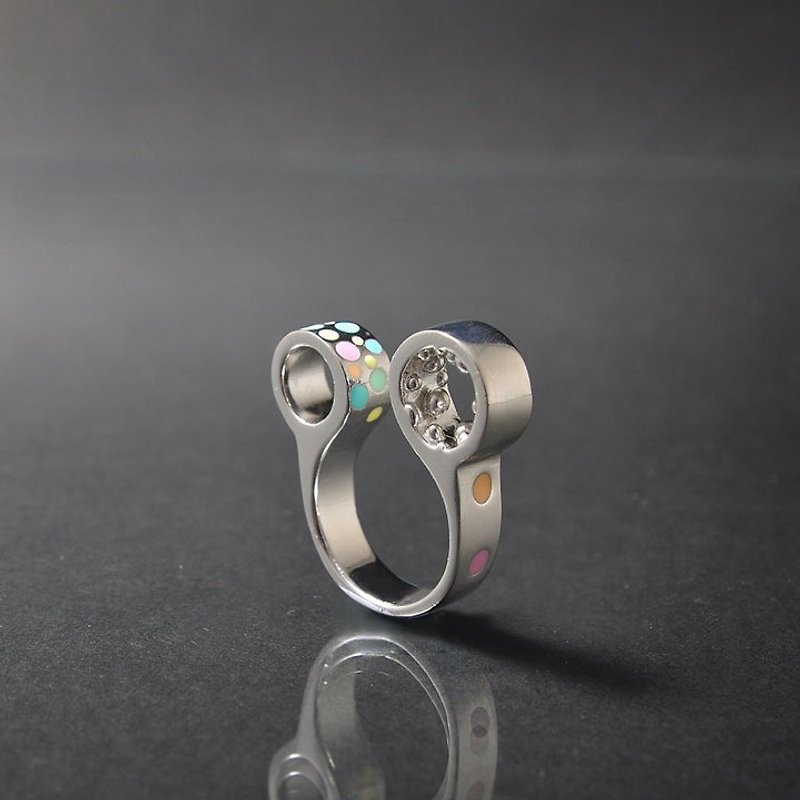 Open Circles Ring, Circle Ring, Bubble Ring, Double Open Circle Ring - General Rings - Other Metals Multicolor