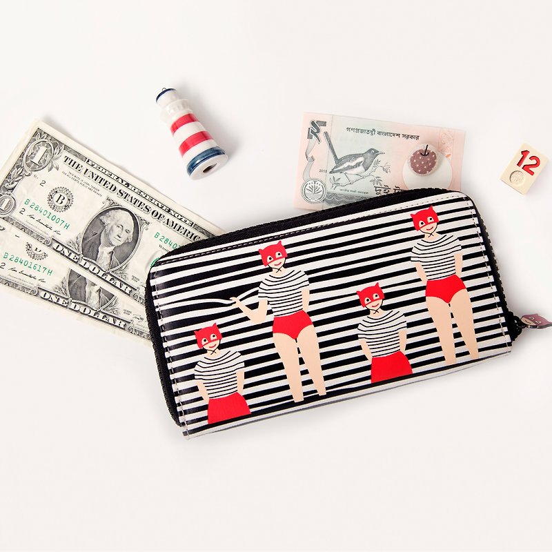 YIZISTORE multi-card bit long wallet bills canvas wallet - striped shutters - Wallets - Other Materials 