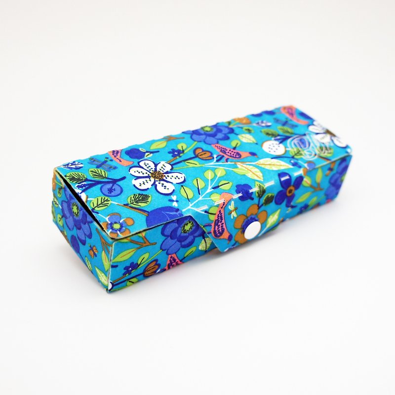 BLR-目的収納ボックスカラーボックス鉛筆ボックスボックスCB05の花メガネ - ペンケース・筆箱 - その他の素材 ブルー