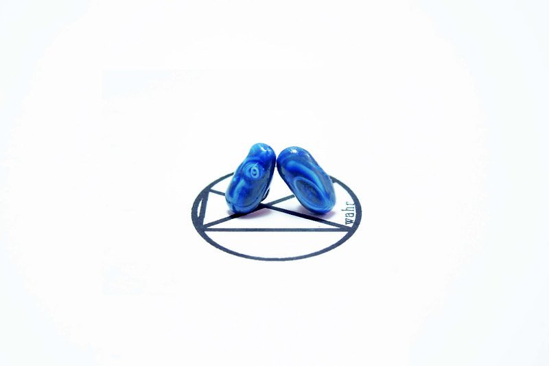 [Wahr] spiral line earrings (one pair) - ต่างหู - วัสดุอื่นๆ สีน้ำเงิน