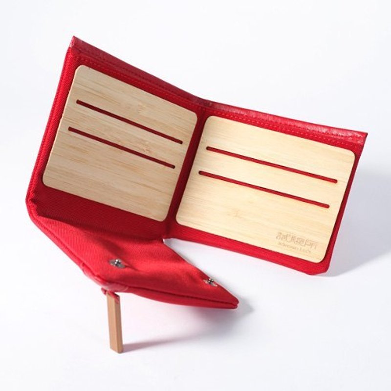 FUUN Wallet (Red) - กระเป๋าใส่เหรียญ - ไม้ไผ่ สีแดง