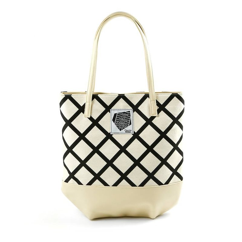 【Quote Studio】托特系列一 :: 格紋 白 ::  Tote01 - 側背包/斜背包 - 其他材質 白色