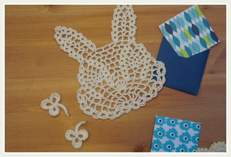 Zakka風蕾絲編織簍空小兔子織片(織品裝飾、拍照道具、桌墊) - 其他 - 其他材質 