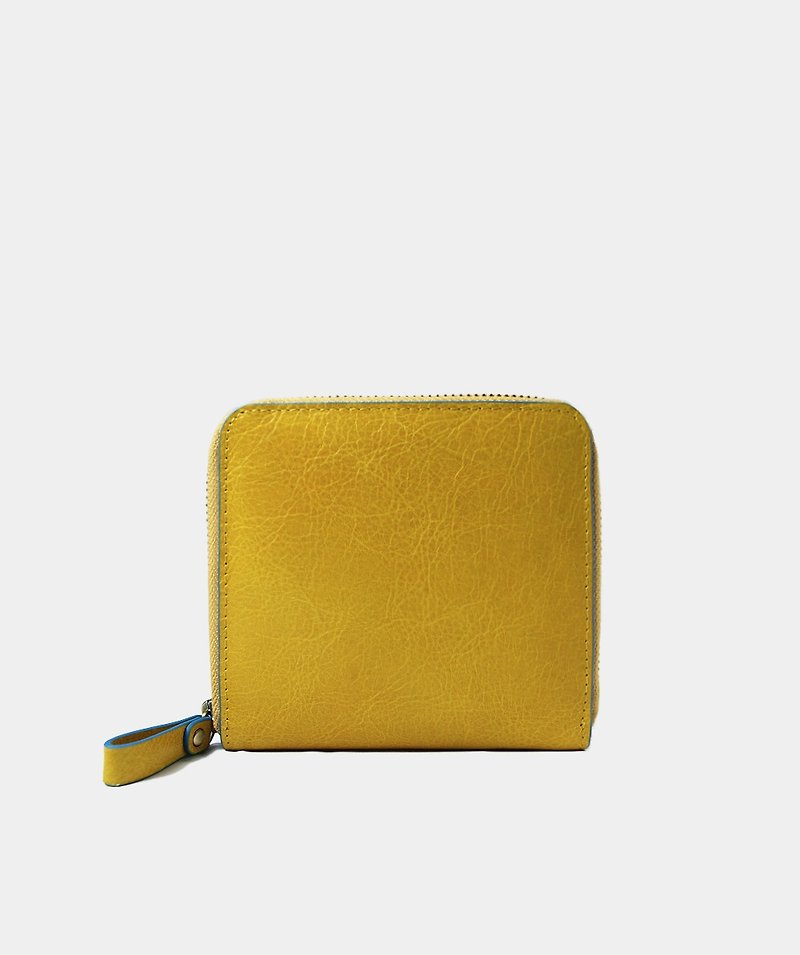 InfluxxBaimiao Leather Bi-fold Zipper Wallet – Spectra Yellow - กระเป๋าสตางค์ - หนังแท้ สีเหลือง