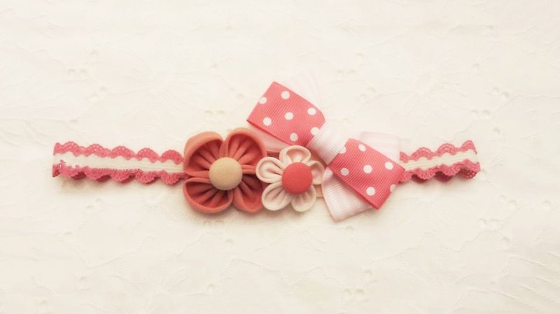 Handmade pink ribbon bow baby/ kid headband - Baby Hats & Headbands - Other Materials Red