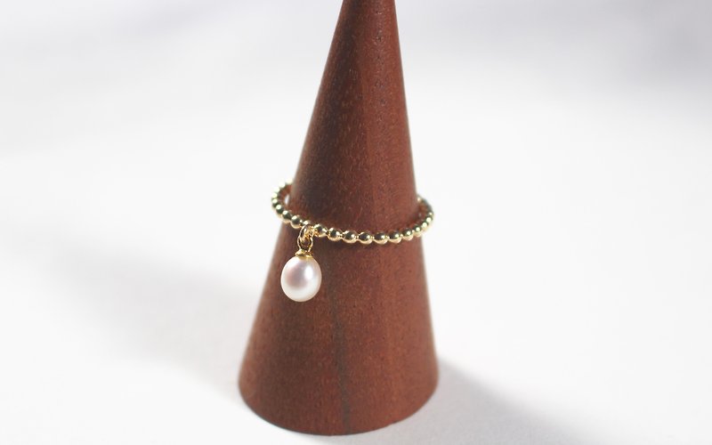 Freshwater pearl bra ring Gold color - แหวนทั่วไป - โลหะ สีทอง
