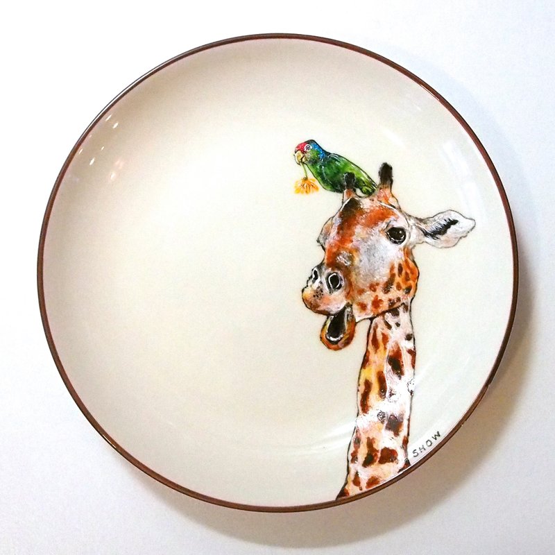 Wall-mounted Decorative Plate/Snack Plate Series - African Giraffes Are Crazy - Small Plates & Saucers - Porcelain 