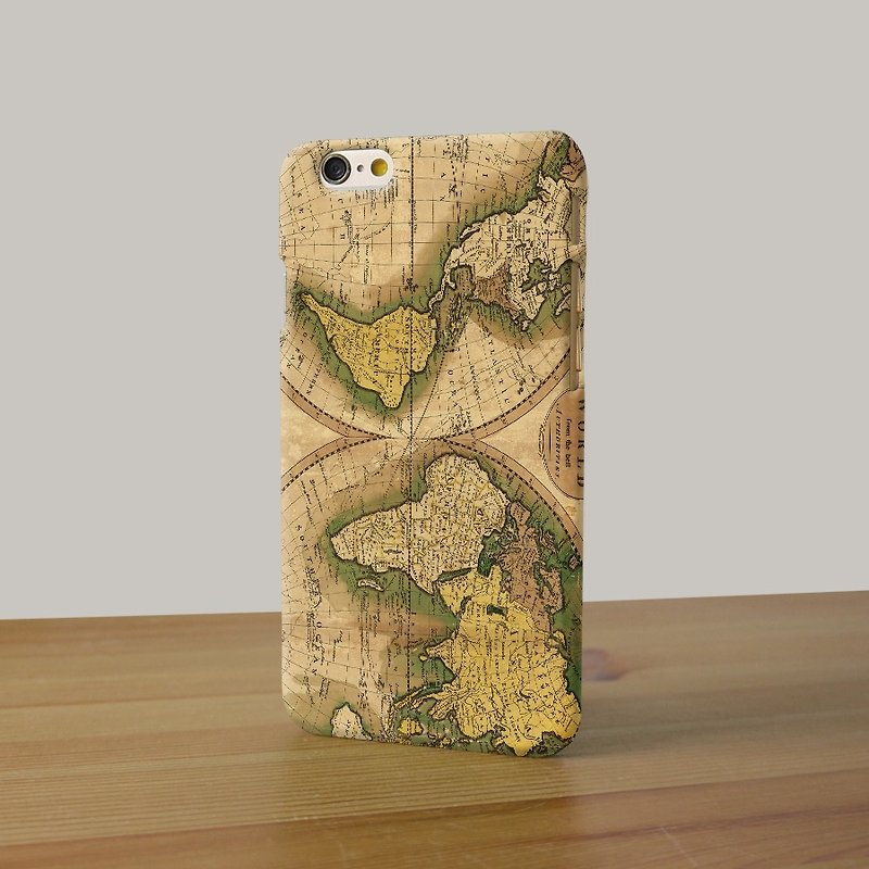 Vintage Map 01 3D Full Wrap Phone Case, available for  iPhone 7, iPhone 7 Plus, iPhone 6s, iPhone 6s Plus, iPhone 5/5s, iPhone 5c, iPhone 4/4s, Samsung Galaxy S7, S7 Edge, S6 Edge Plus, S6, S6 Edge, S5 S4 S3  Samsung Galaxy Note 5, Note 4, Note 3,  Note 2 - Phone Cases - Plastic 