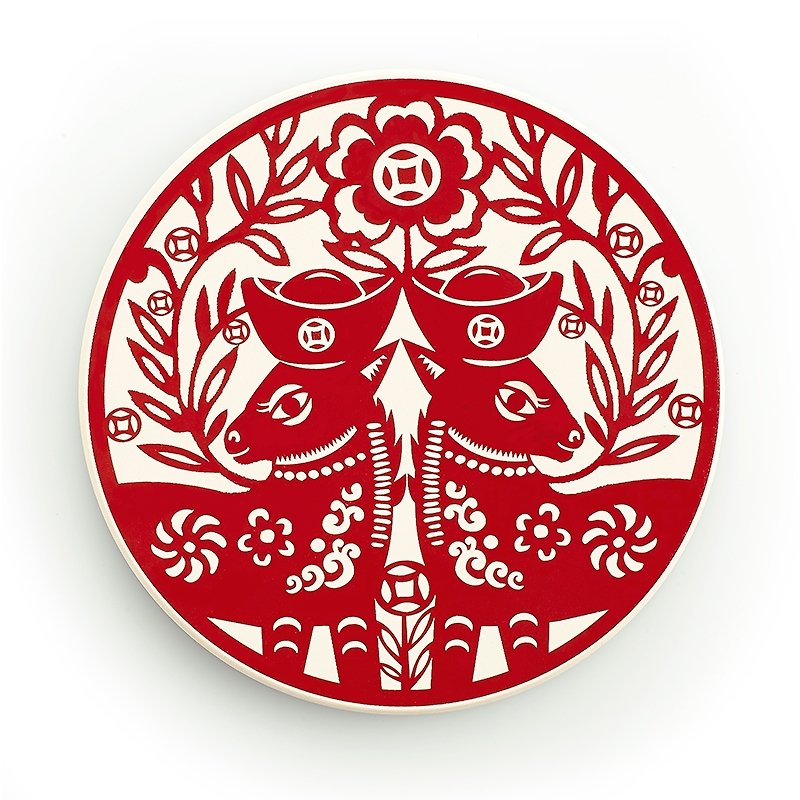 "Silver(Win)" Absorbent Coaster (Cute Version) - ที่รองแก้ว - วัสดุอื่นๆ สีแดง