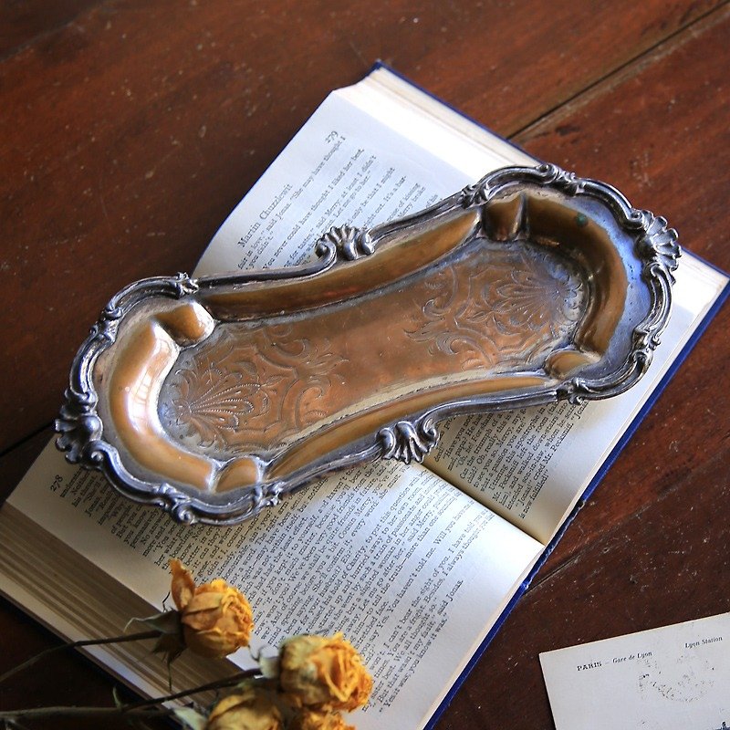 British Antique Baroque tray / jewelry disc / card tray - Items for Display - Other Metals Khaki