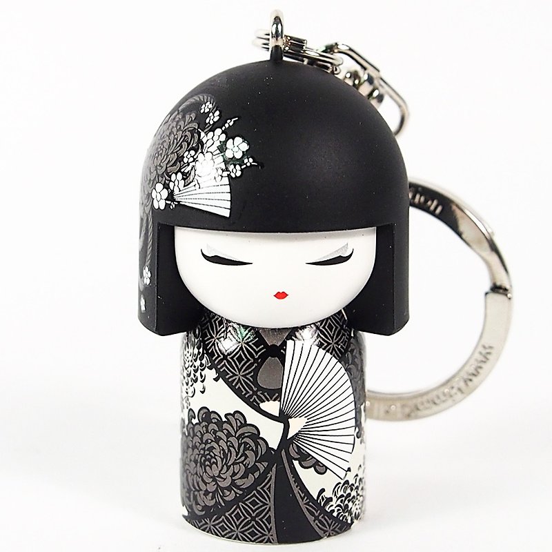 Key ring-Shigemi is vibrant [Kimmidoll and blessing doll key ring] - Keychains - Other Materials Black
