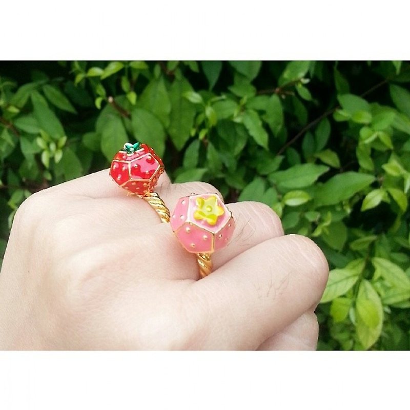 Glorikami Pink strawberry Ring - General Rings - Other Metals Red