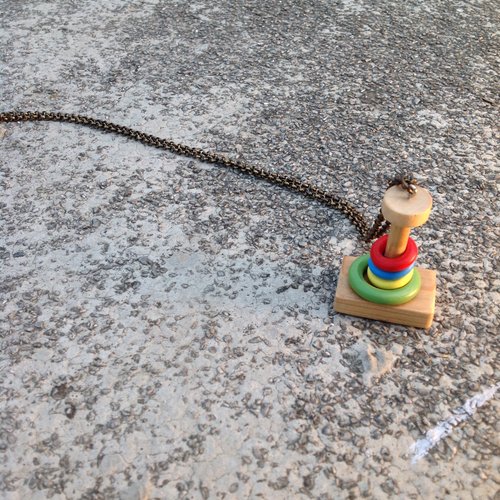 Necklace ∞ child playing trilogy - color circle. Handmade wooden
