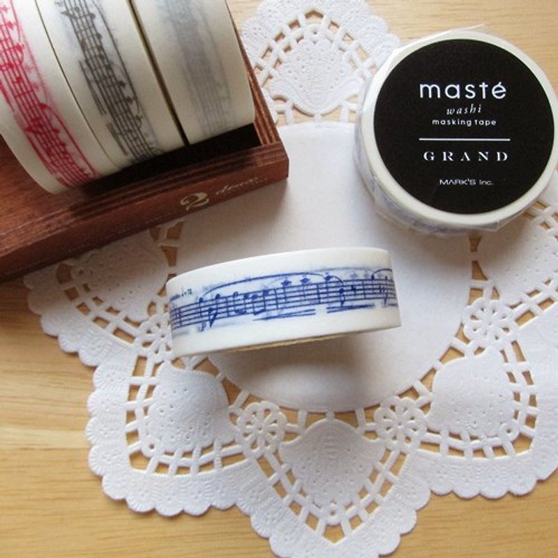 maste Masking Tape 和紙膠帶【樂譜-海軍藍 (MSG-MKT19-NV)】 - 紙膠帶 - 紙 藍色