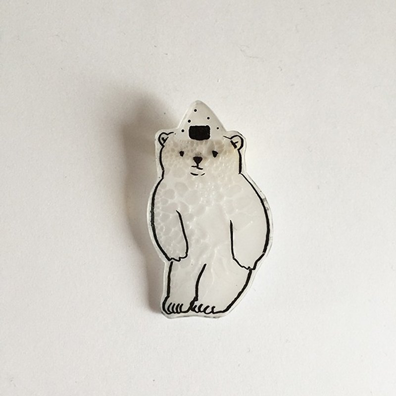 Brooch pin / head balls polar bears - Brooches - Plastic White